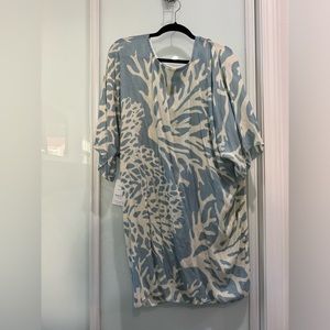 Blue aloha print dress